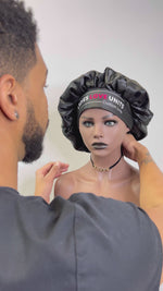 Lush Satin Bonnet With Edge Tie